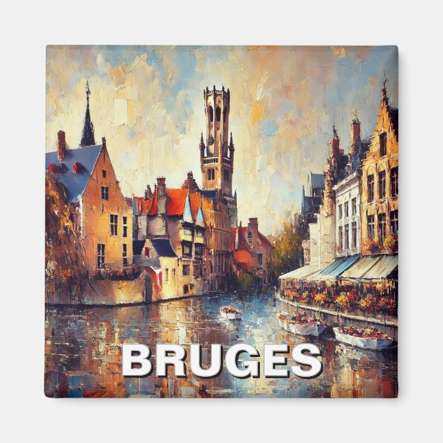 Íman Bruges Belgium Viagem Souvenir Pintura (Frente)