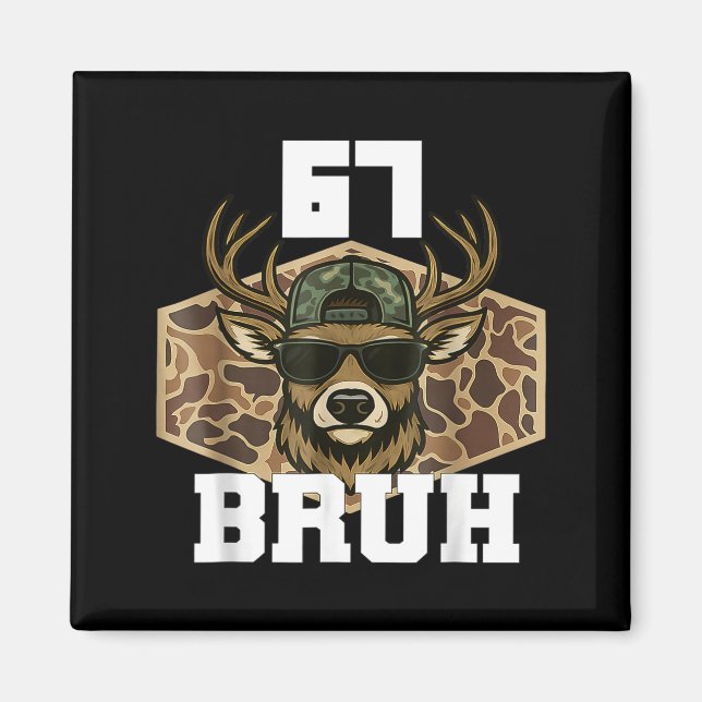 Íman Bruh 67 Deer Funny Deer Hunting Camo Hat Youth Tee (Frente)