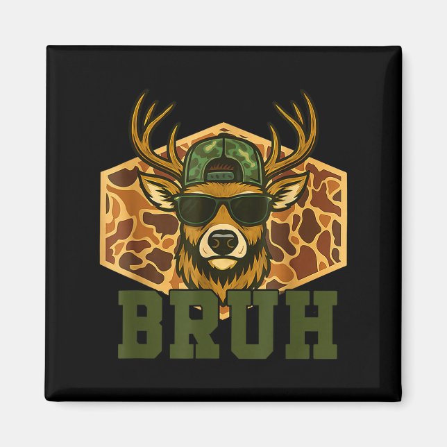 Íman Bruh Deer Funny Deer Hunting Camo Hat Youth Teens  (Frente)