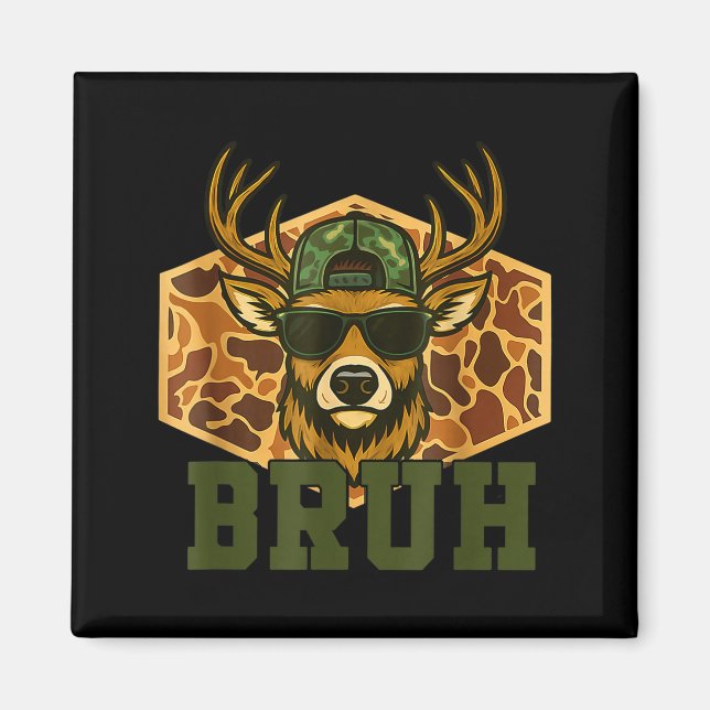 Íman Bruh Deer Funny Deer Hunting Camo Hat Youth Teens  (Frente)