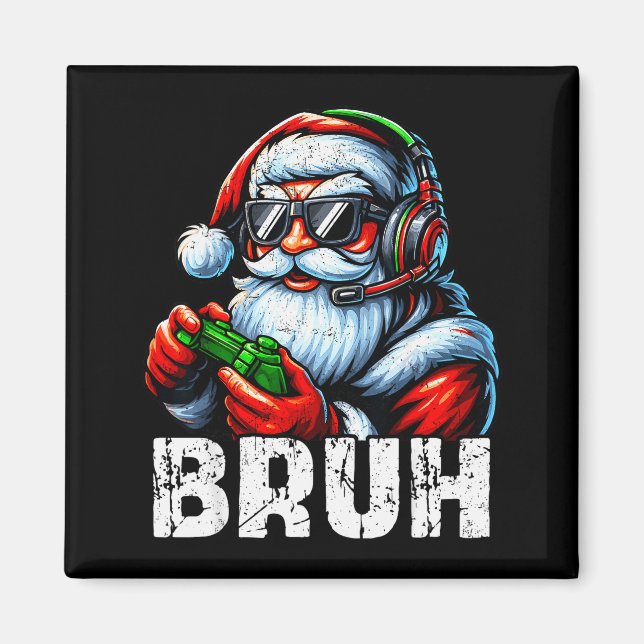 Íman Bruh Funny Santa Gaming Gamer Pjs Christmas Xmas M (Frente)
