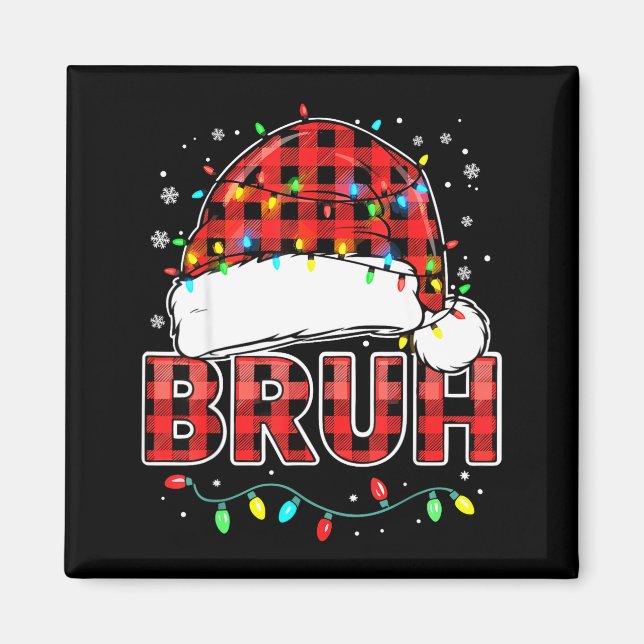 Íman Bruh Funny Santa Hat Lights Christmas  (Frente)