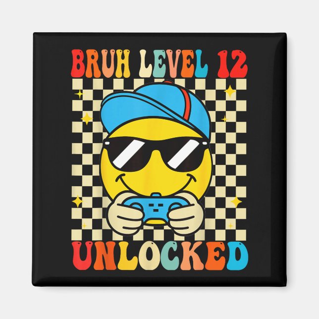 Íman Bruh Level 12 Unlocked Smile Face Video Gamer 12th (Frente)