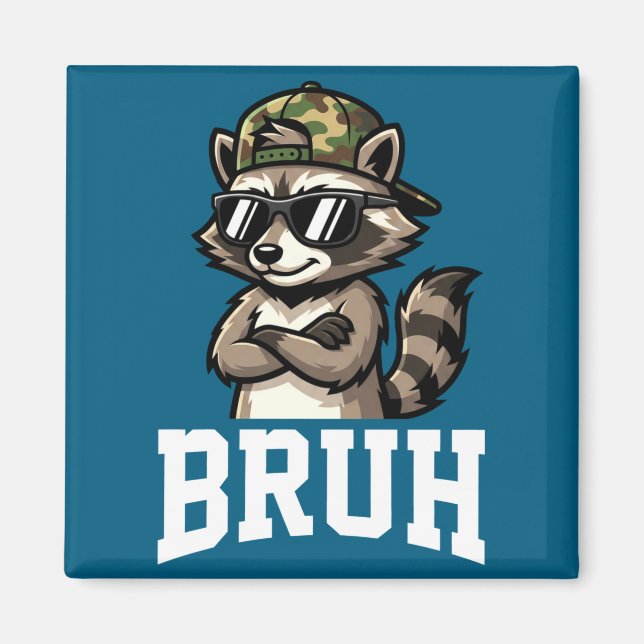 Íman Bruh Raccoon Camo Hat Funny Youth Teens Kids Slang (Frente)
