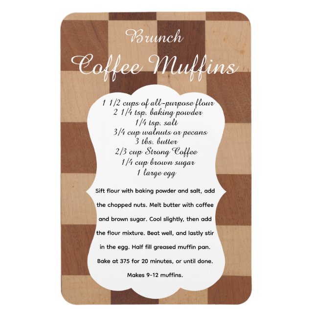 Íman Brunch Coffee Muffin Recipe Magnet (Vertical)