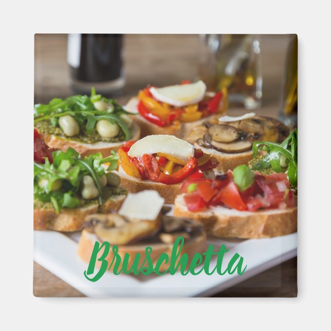 Íman Bruschetta Antipasti com feijão e arugula, (Frente)