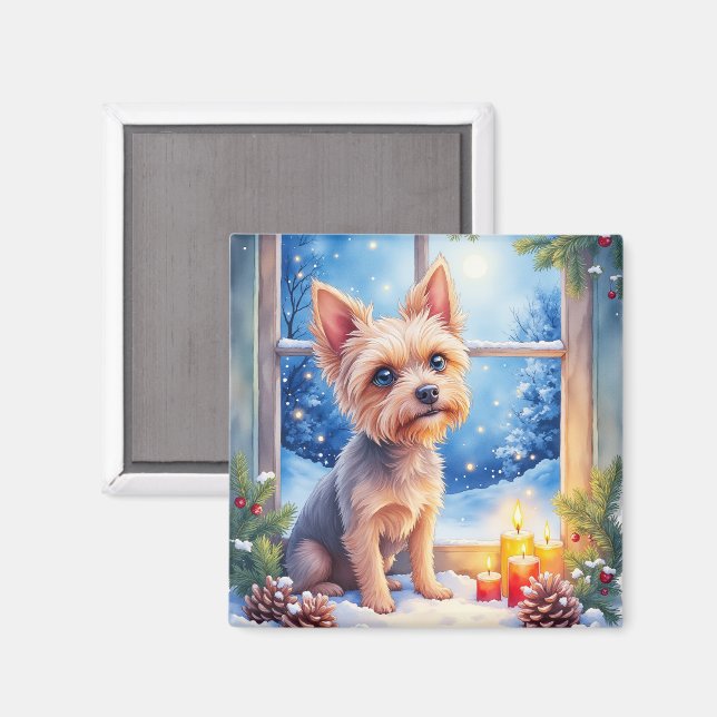 Íman Brussels Griffon Frosted Window Christmas Art (Front/Back)