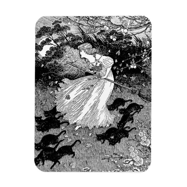 Íman Bruxa com gatos (Vertical)