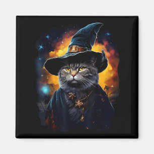 Íman Bruxa de Gato Preto Halloween Feiticeira Mística P