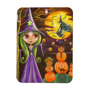 Íman Bruxa de Halloween Roxa Fazendo Malabarismo com Pu