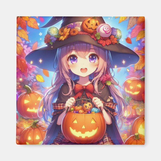Íman Bruxa do Halloween do Anime Bonito (Frente)
