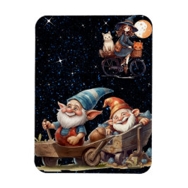 Íman Bruxa Fofa E Gnomos Felizes Ímã de Foto Flexível