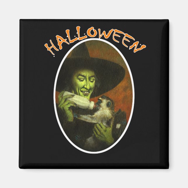 Íman Bruxa Halloween E Macaco Voador (Frente)