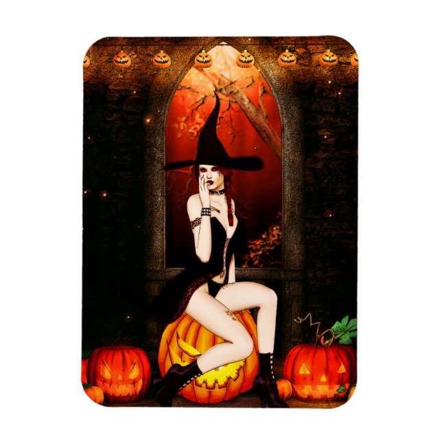 Íman Bruxas de Halloween e abóboras (Vertical)