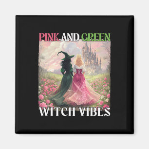 Íman Bruxas Rosa E Verde Vibem Bruxas de Halloween Mulh