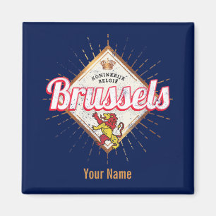 Íman Bruxelas Europa Capital Bélgica Retro Lion Vintage