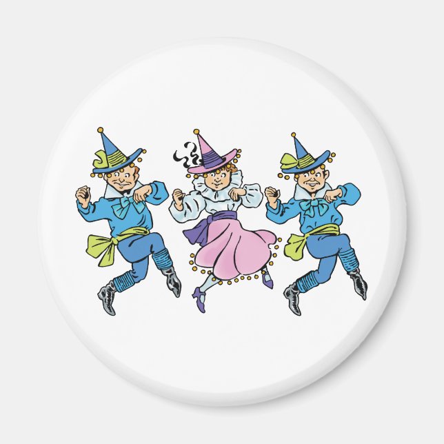 Íman Bruxo Vintage de Oz, Munchkins Dançantes Fofos! (Frente)