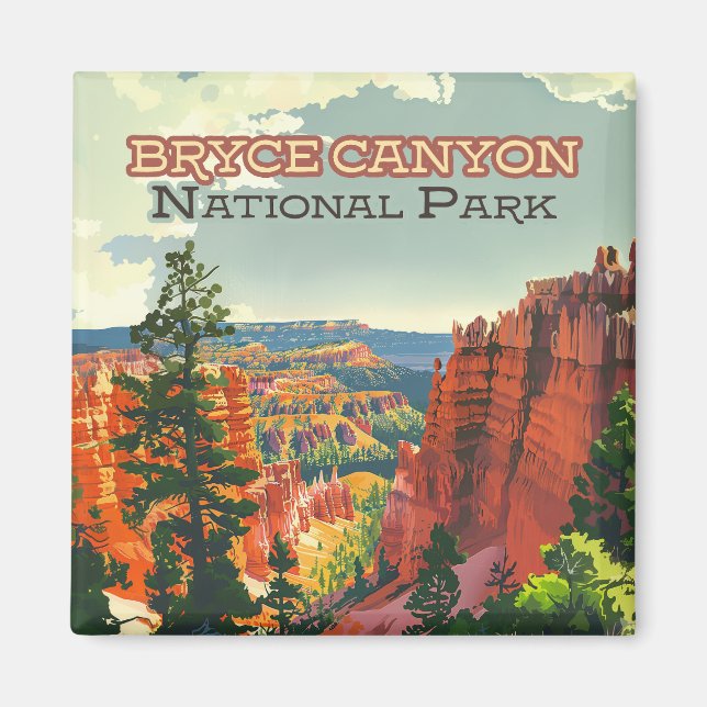 Íman Bryce Canyon National Park Utah Hoodoo Retro (Frente)