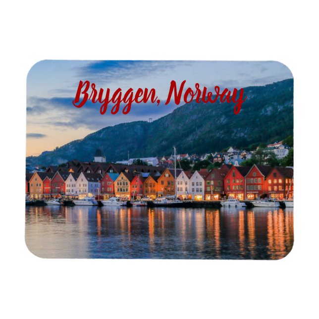 Íman Bryggen Bergen Noruega estilizada (Horizontal)