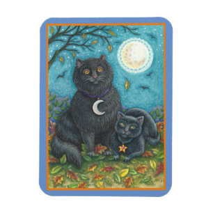 ÍMAN  BUBO E PYEWACKET GATOS NEGROS, HALLOWEEN FOLK ART