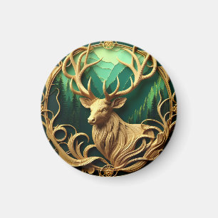 Íman Buck majestoso jorrando em uma floresta serena