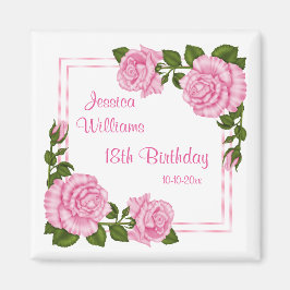 Íman Bucos de Canto Rosa Bonito para 18º Aniversário