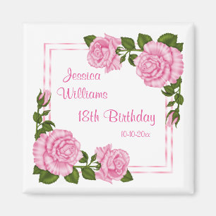 Íman Bucos de Canto Rosa Bonito para 18º Aniversário