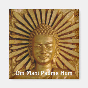 Íman Buda Dourado, compaixão (Imã de geladeira)