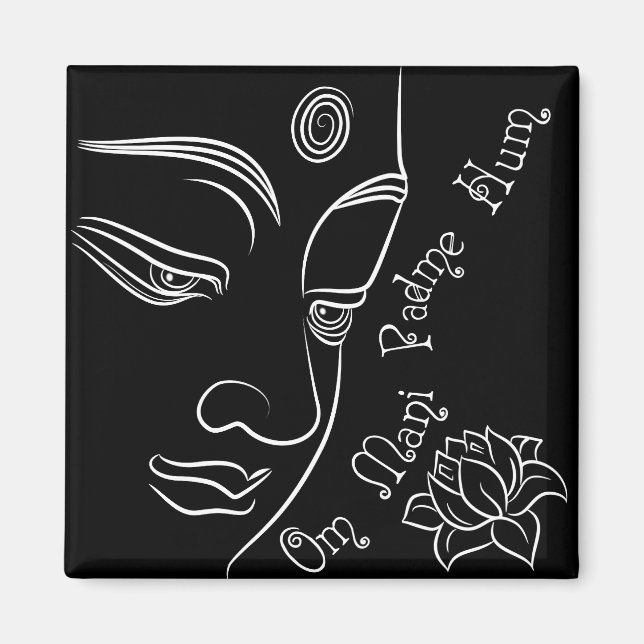 Íman Buda ponderando flor de lótus White (Frente)