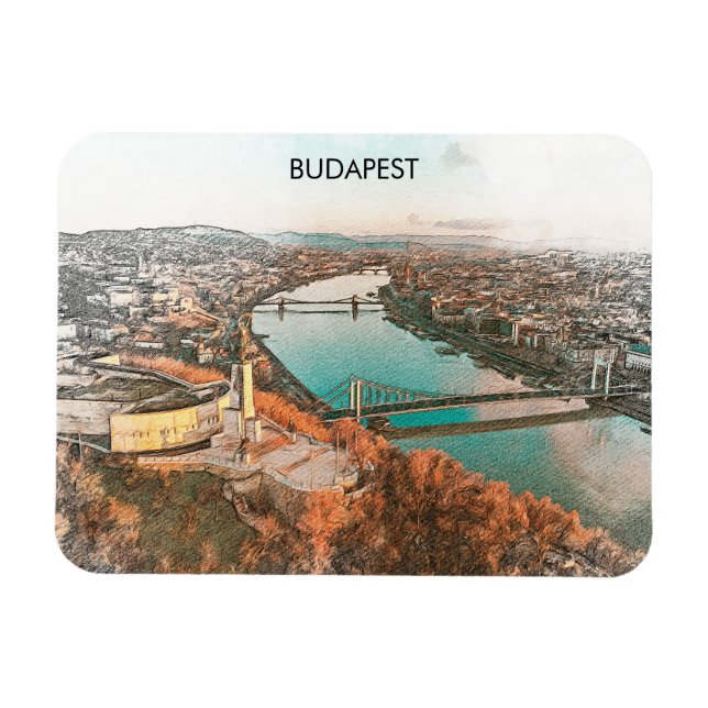Íman Budapest Hungria Danúbio Panorama (Horizontal)