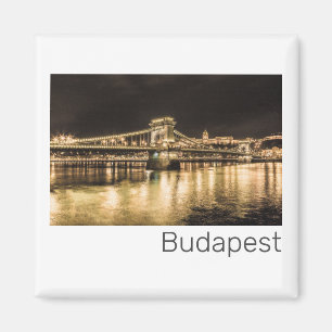 Íman Budapeste com Ponte de Cadeia Panorama Vintage