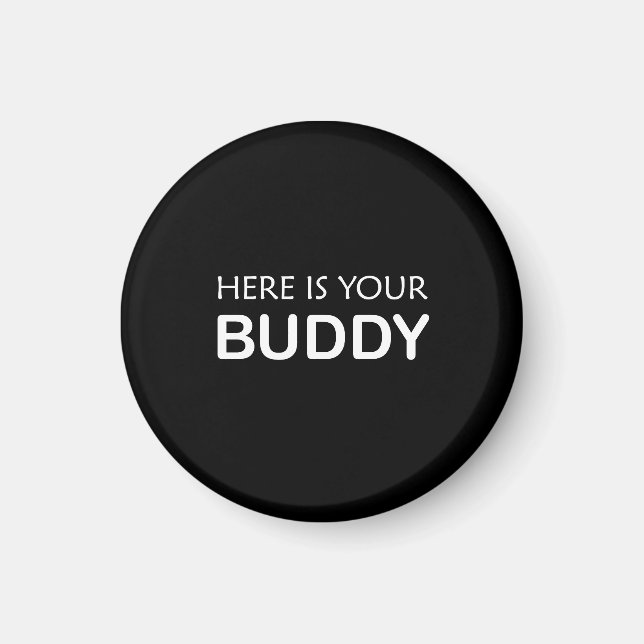 Íman Buddy Magnet - Design preto e branco preto escuro (Frente)
