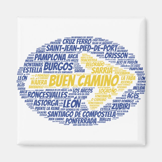 Íman Buen Camino Word Art (Frente)