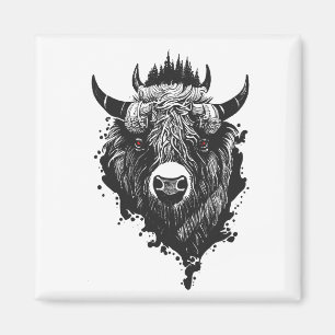 Íman Buffalo Bison Selvagem Natureza Animal Ilustração 