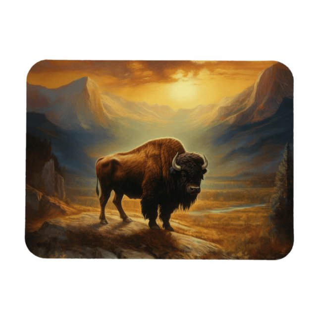 Íman Buffalo Bison Sunset Silhouette (Horizontal)