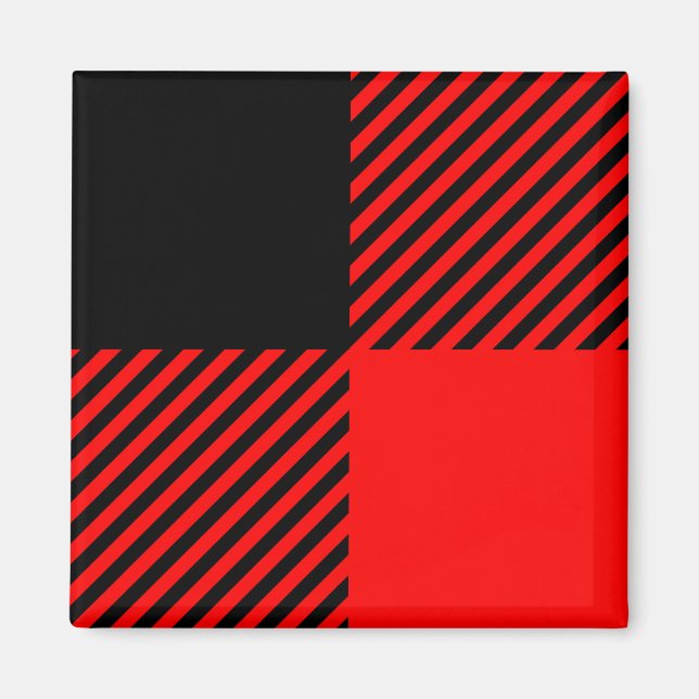 Íman Buffalo Check Red and Black Lumberjack Xadrez Deco (Frente)