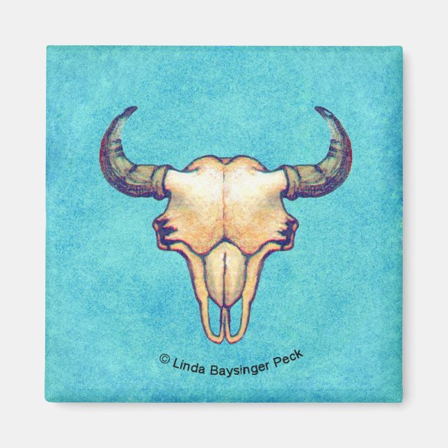 Íman Buffalo Skull Turquoise Ocidental (Frente)