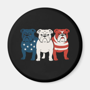 Íman Buldogue 4 de julho Dog Lover Men Women USA Flag