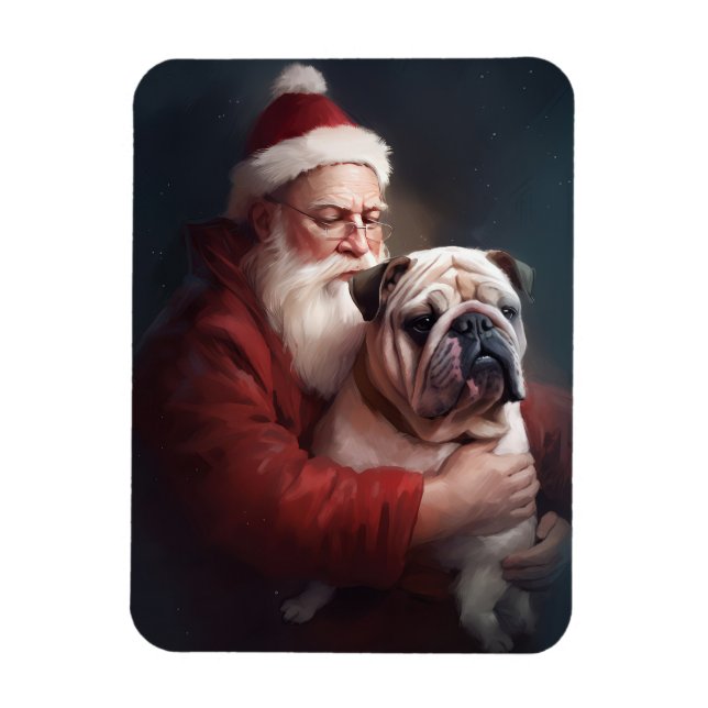 Íman Buldogue com Papai Noel Natal Festivo (Vertical)