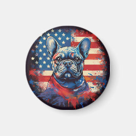 Íman Buldogue Francês e Bandeira Americana Incomodada