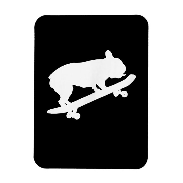 Íman buldogue francês engraçado no skate presente (Vertical)