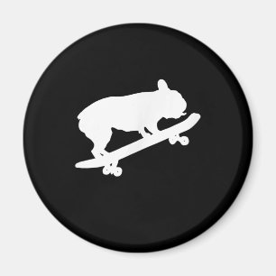Íman buldogue francês engraçado no skate presente
