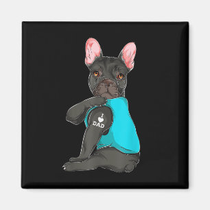 Íman Buldogue Francês Eu Adoro Roupa de Tatuagem de Pai
