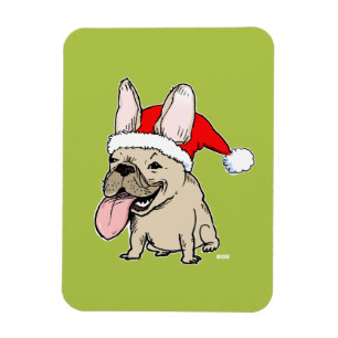 Íman Buldogue francês Papai Noel - Natal engraçado do