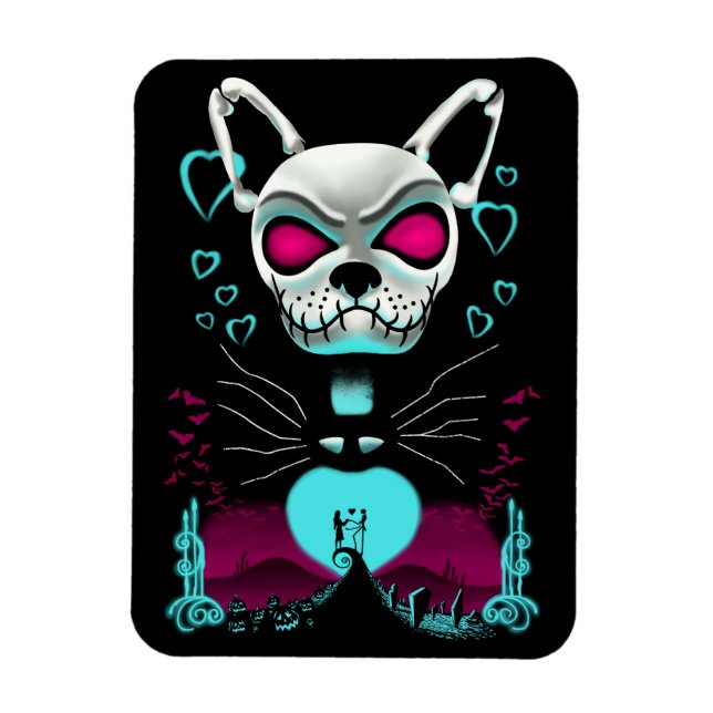 Íman Buldogue Francês | Presente de Abóbora de Hallowee (Vertical)