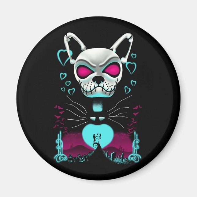 Íman Buldogue Francês | Presente de Abóbora de Hallowee (Frente)