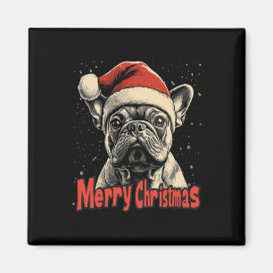 Íman Buldogue Santa Hat Feliz Natal Cachorro de Natal