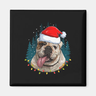 Íman Buldogue Vestindo Santa Hat Xmas - Bulldog Lover C