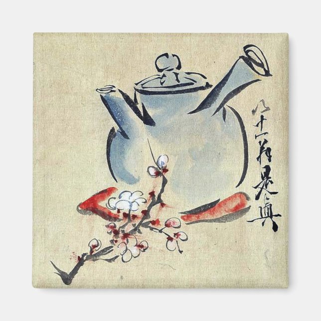 Íman Bule com cereja ou ameixa florescendo Ukiyoe (Frente)