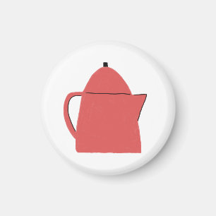 Íman Bule de Chá Vermelho Coral Minimalista Presente pa